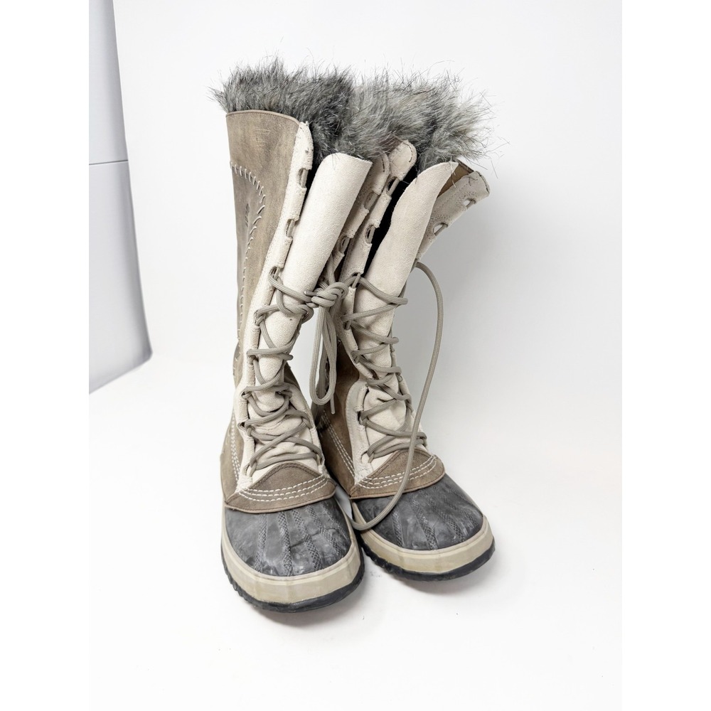 Sorel Cate The Great Tall Waterproof Winter Boots Leather NL1642-221 Size 8 - Picture 2 of 8